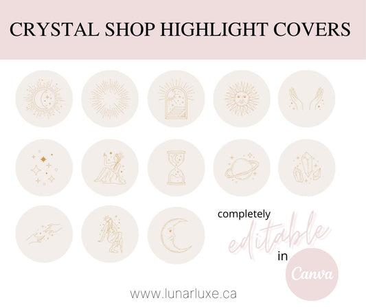Crystal Shop Instagram Highlight Covers | Celestial Highlight Covers | Printable, Editable, Downloadable